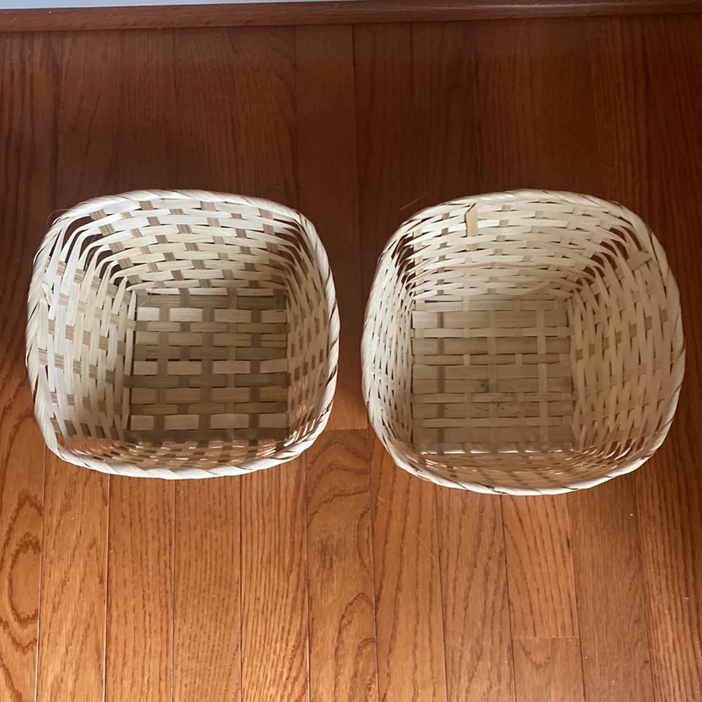 2 Palm Leaf Baskets Decorative Covering for Planters Pots Plants EUC